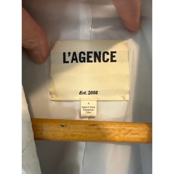 L’Agence Brooke Lamb Leather Pinstripe Blazer Jacket White Size 4 - Picture 4 of 16